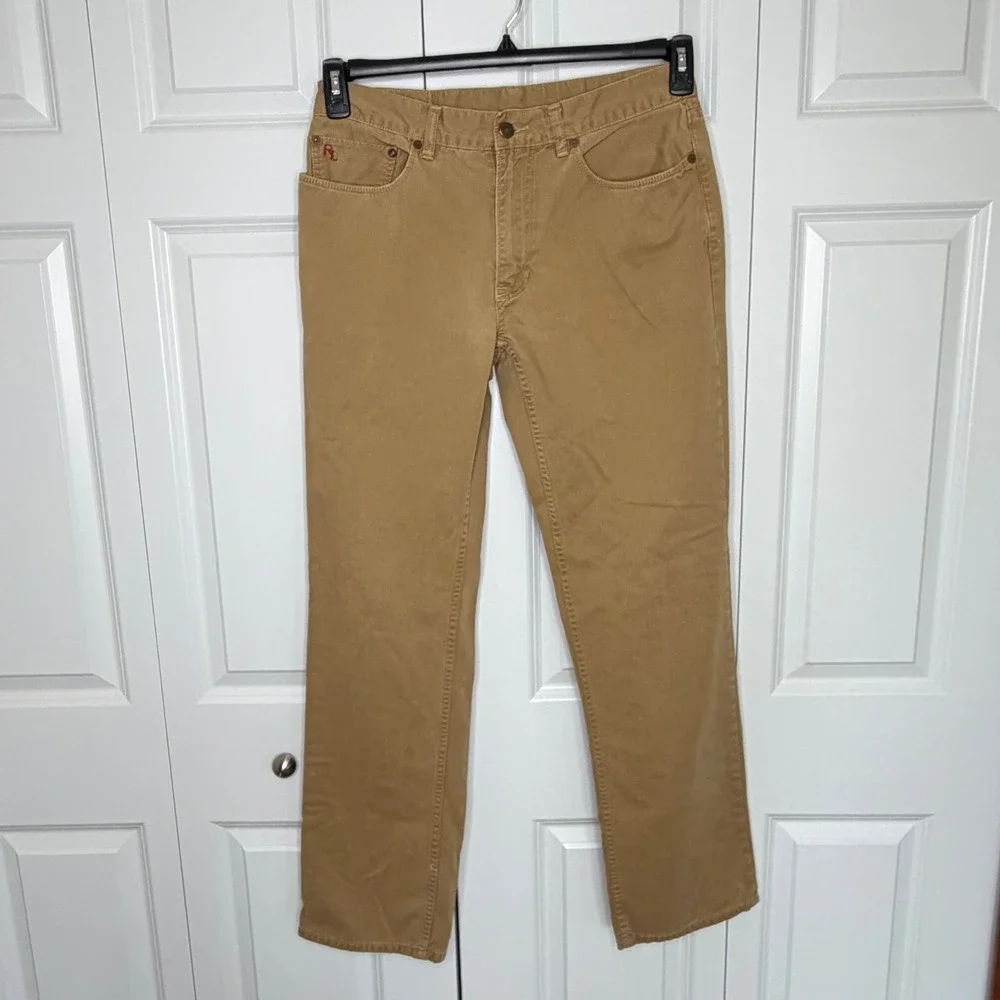Polo Ralph Lauren Authentic Dungarees Pants 32x32 Tan Y2K Preppy Workwear